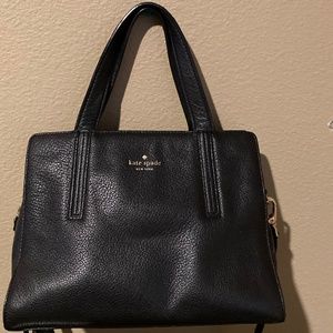 KATE SPADE BLACK PEBBLED SATCHEL PURSE